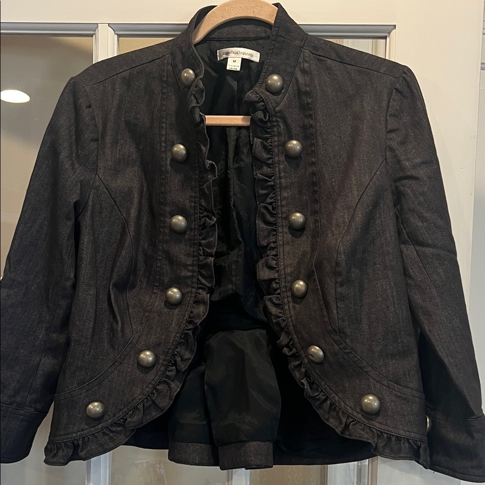 JohnPaulRichard Black Ruffled Blazer - Picture 1 of 9